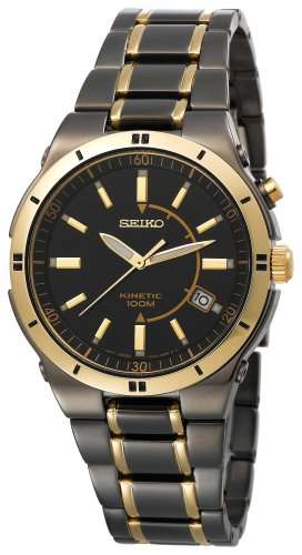 Seiko Men's SKA366 Kinetic Black Ion Watch