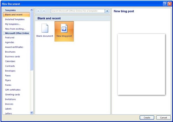 Posting Blog Mengunakan MS Office Word2007