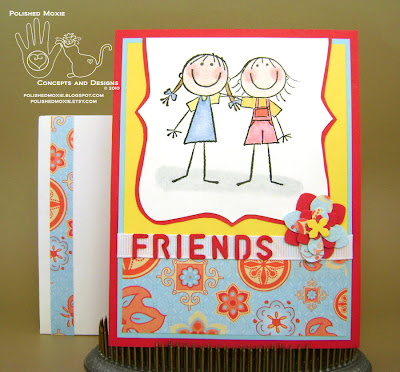 Picture of the finished friendship card and its coordinating envelope