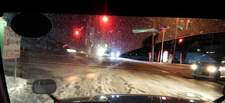 タクシー乗車中に見た秋田市内の雪景色