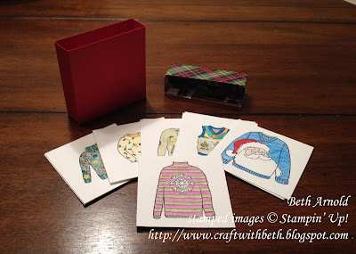 Craft Beth: Silly Christmas Sweater Memory Matching Game Tacky Sweater 3D gift box stampin up