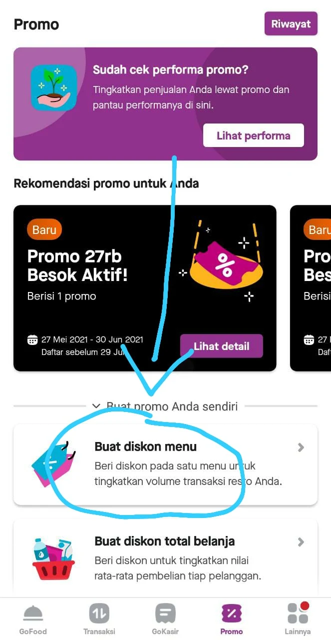 Pilih menu Buat Diskon Menu