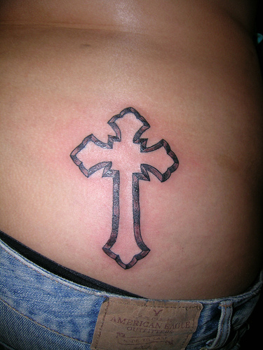 Example of Christian Cross Tattoos combined with images of Jesus Christ