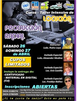 Curso intensivo de “Producción Radial” sábado 26 y domingo 27 de abril patrocinado por CNP Apure-Amazonas.