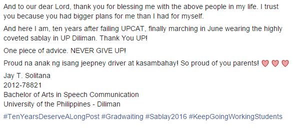 Son of a jeepney driver who works as a call center will finally graduate in UP Diliman! 