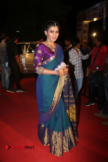 Actress Hebha Patel Stills in Green Silk Saree at Gemini TV Puraskaralu 2016 Event  0066.JPG