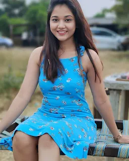 Komal Kharat in Blue Dress Hot