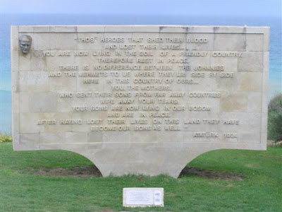 Ataturk's plaque at Gallipoli