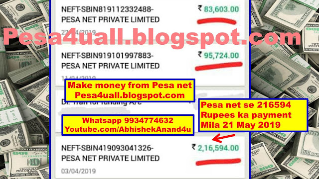 Pesa net Payment proof of 216000 Rupees 21 may 2019 | Pesa net earning proof | Pesa group payment proof may 2019