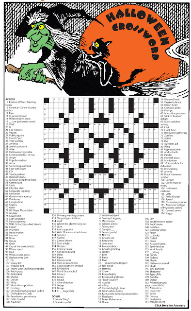 Here is another printable Halloween crossword for you. Do you want to challenge yourself with this creepy crossword?