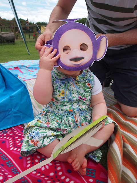 Connie in Teletubbies mask