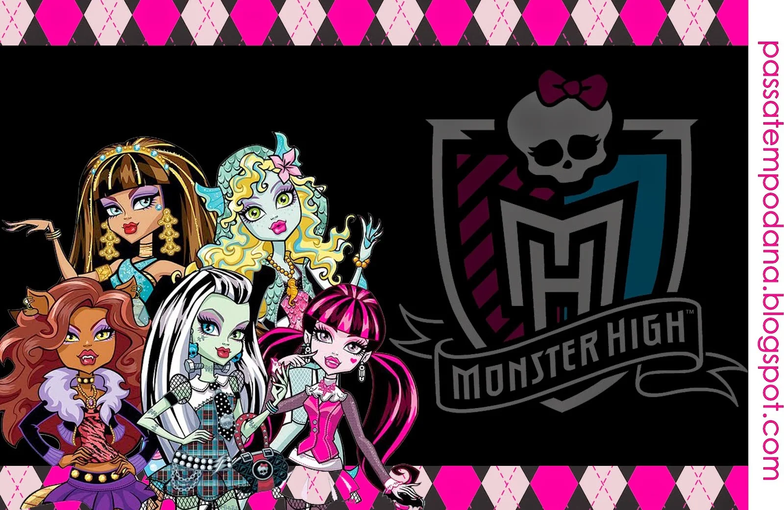 Etiquetas para Candy Bar de Monster High Rosa para Imprimir Gratis.