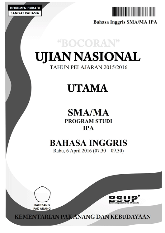 Bocoran UN Bahasa Inggris 2016 SMA IPA