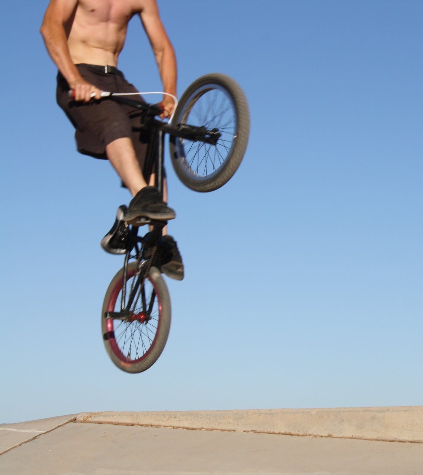 Jump and trick with bike