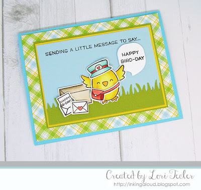 Sending a Little Message to Say Happy Bird-Day card-designed by Lori Tecler/Inking Aloud-stamps and dies from Lawn Fawn