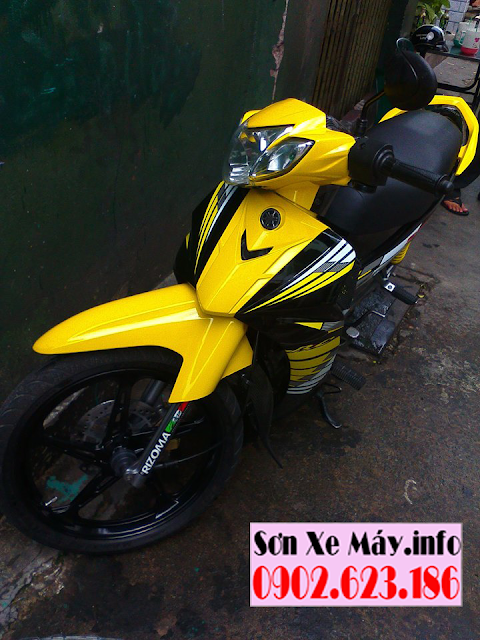 Sơn xe Yamaha Sirius màu vàng đen