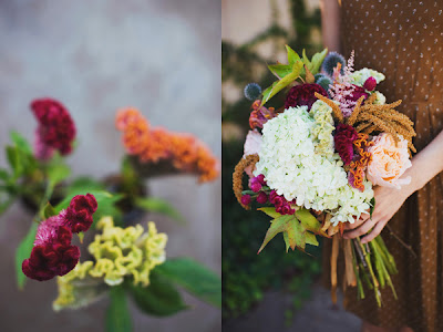 Coxcomb Fall Wedding Bouquets via Ruffled