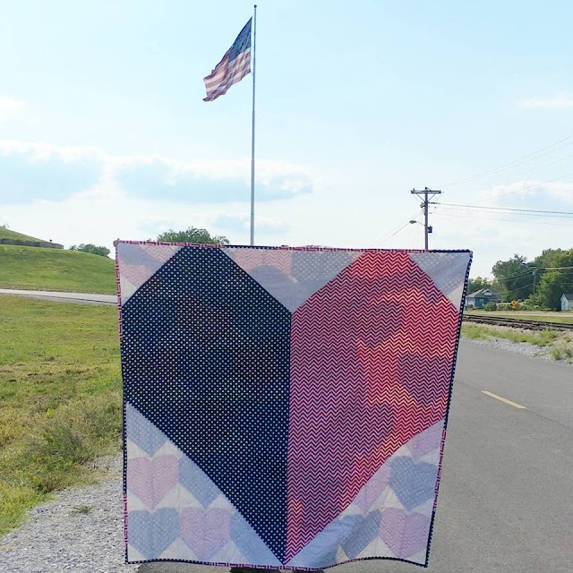 Red, white, and blue heart quilt for USS John S McCain