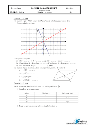 devoir de contrôle 4 math 1ère année