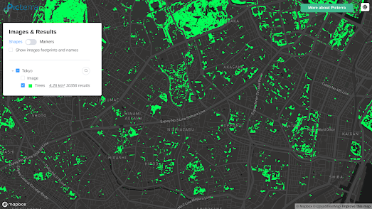 map of tree density in Tokyo