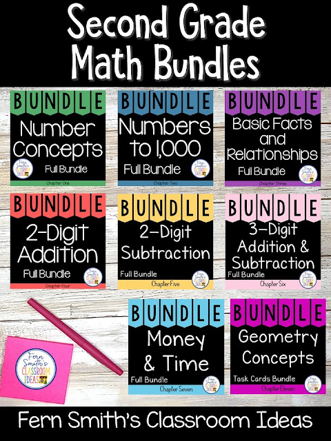 You can click on the picture or the caption below it to arrive at my TpT store already sorted for the grade level items you want for your class. Second Grade Go Math Bundles for your Second Grade and Third Grade Students. #FernSmithsClassroomIdeas