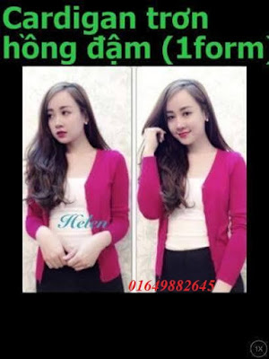 Áo Cardigan trơn hồng đậm 120k