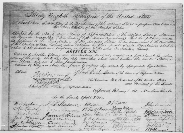 The 13th Amendment to the U.S. Constitution, from The Abraham Lincoln Papers at the Library of Congress