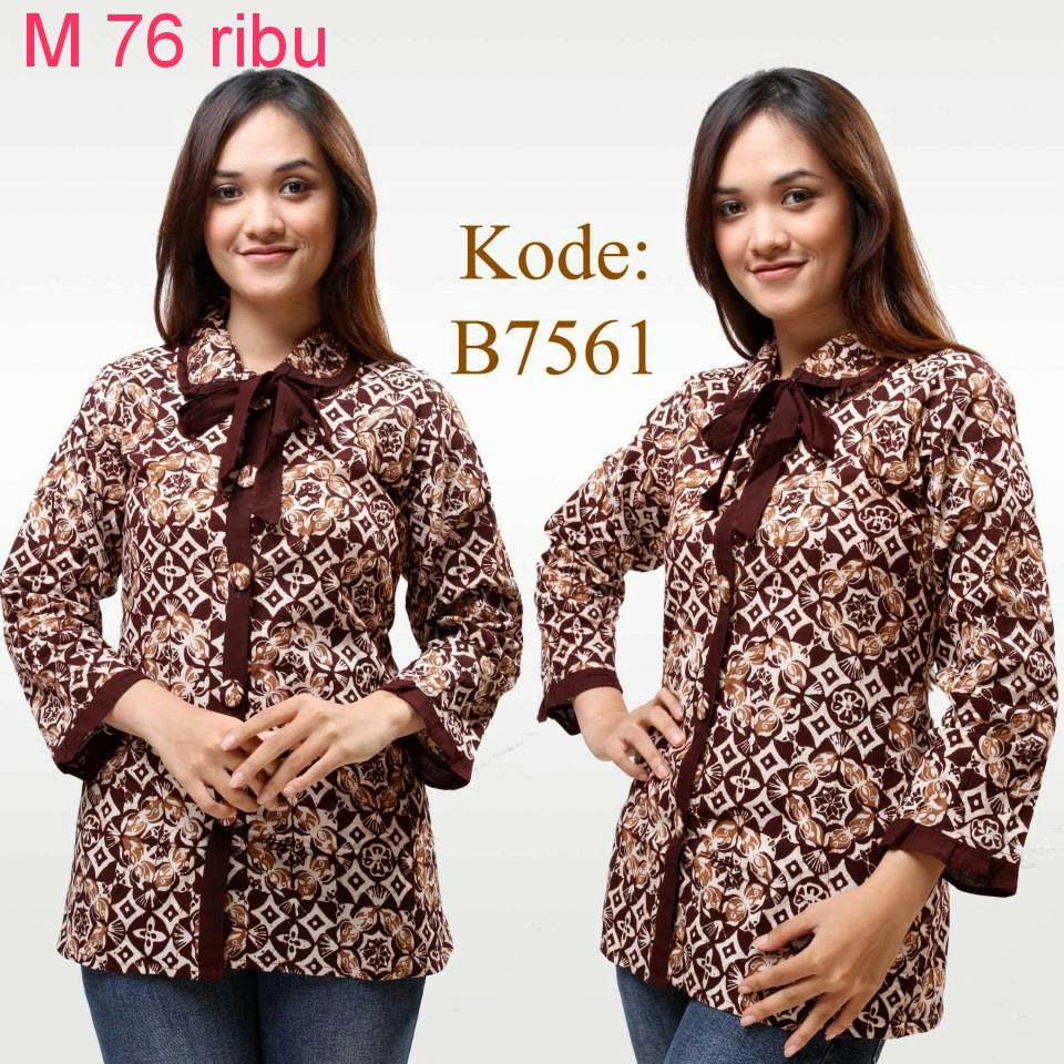  Model  Baju  Atasan  Batik  Wanita  Modern Model  Baju  Batik 