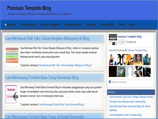 Biru Langit Template Untuk Blogspot