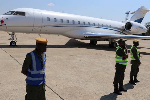 The Zambian guards guarding the T7WSS at Kenneth Kenuda International  On Thursday "DEC"