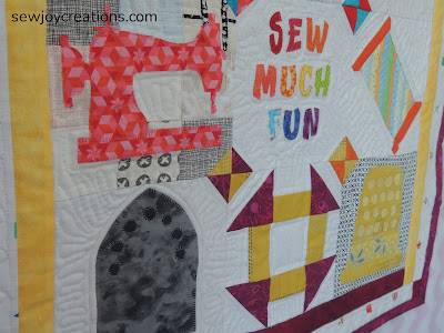 quilted close up Sew Much Fun Tour wall hanging
