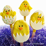 Make up Easter Rice Krispies in egg shapes and then decorate with frosting . (ricekrispies )