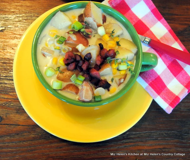 Country Corn, Potato and Sausage Chowder at Miz Helen's Country Cottage