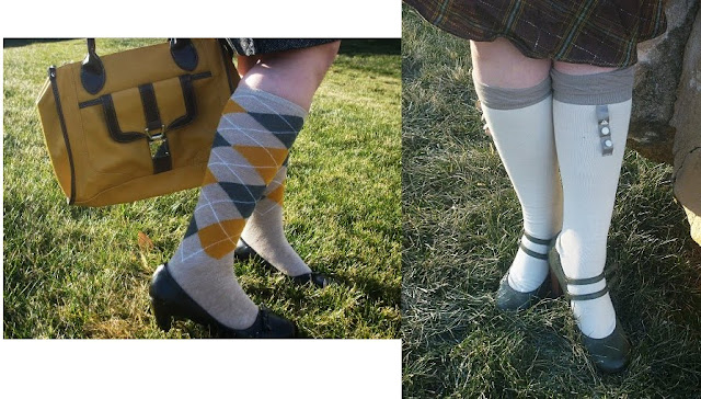 vintage style argyle and button socks with mustard handbag from Target via Va-Voom Vintage