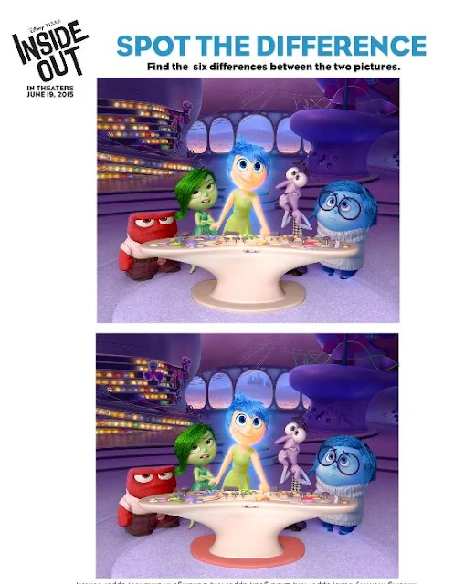 Inside Out: Free Printable Spot the Differences. 