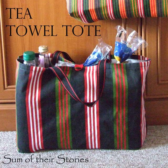 Learn how to make a tote bag from a tea towel. Tutorial by Sum of their Stories.