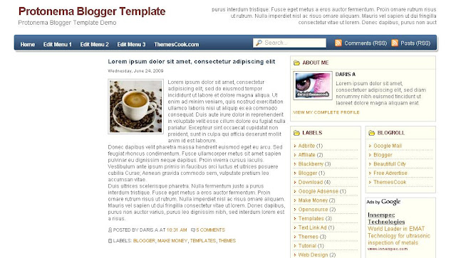 Protonema Blogger Template