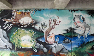 Photo of a small detail of a large mural showcasing the natural heritage of the Humber River