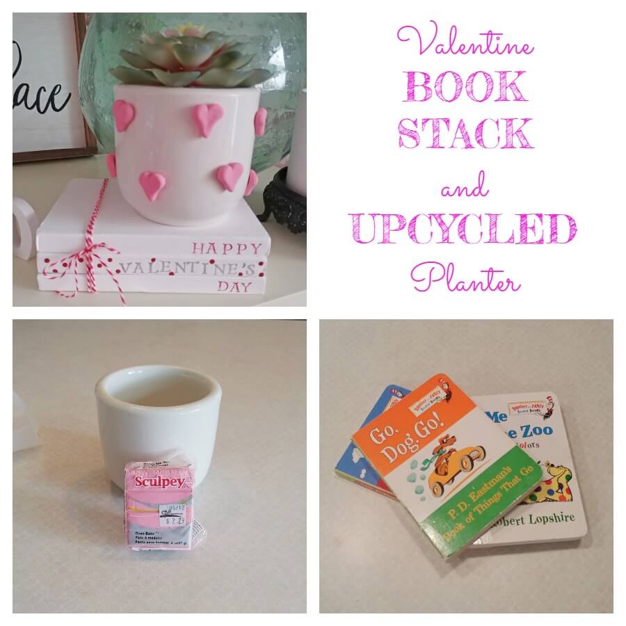 Valentine Book Stack and Upcycled Planter