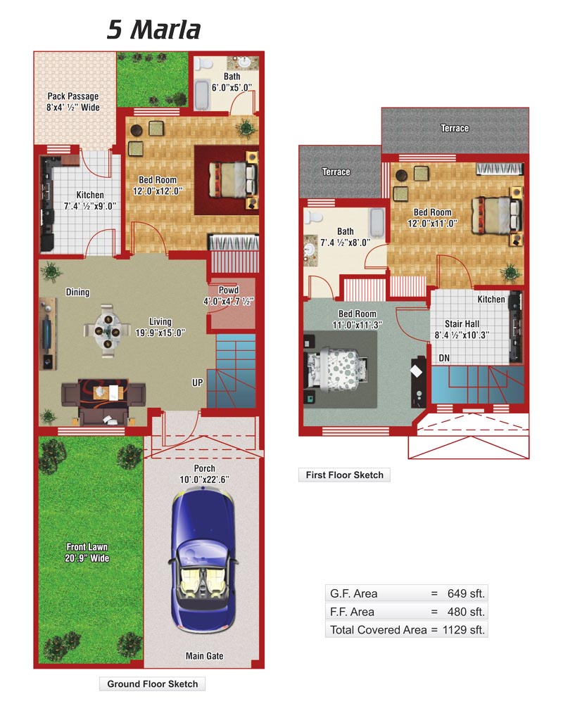 2 Bedroom 2 Bathroom Apartment Plans