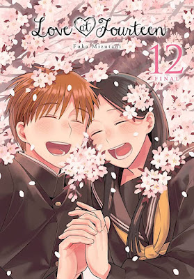 A teen girl and teen boy, holding hands, smiling joyously under cherry blossoms