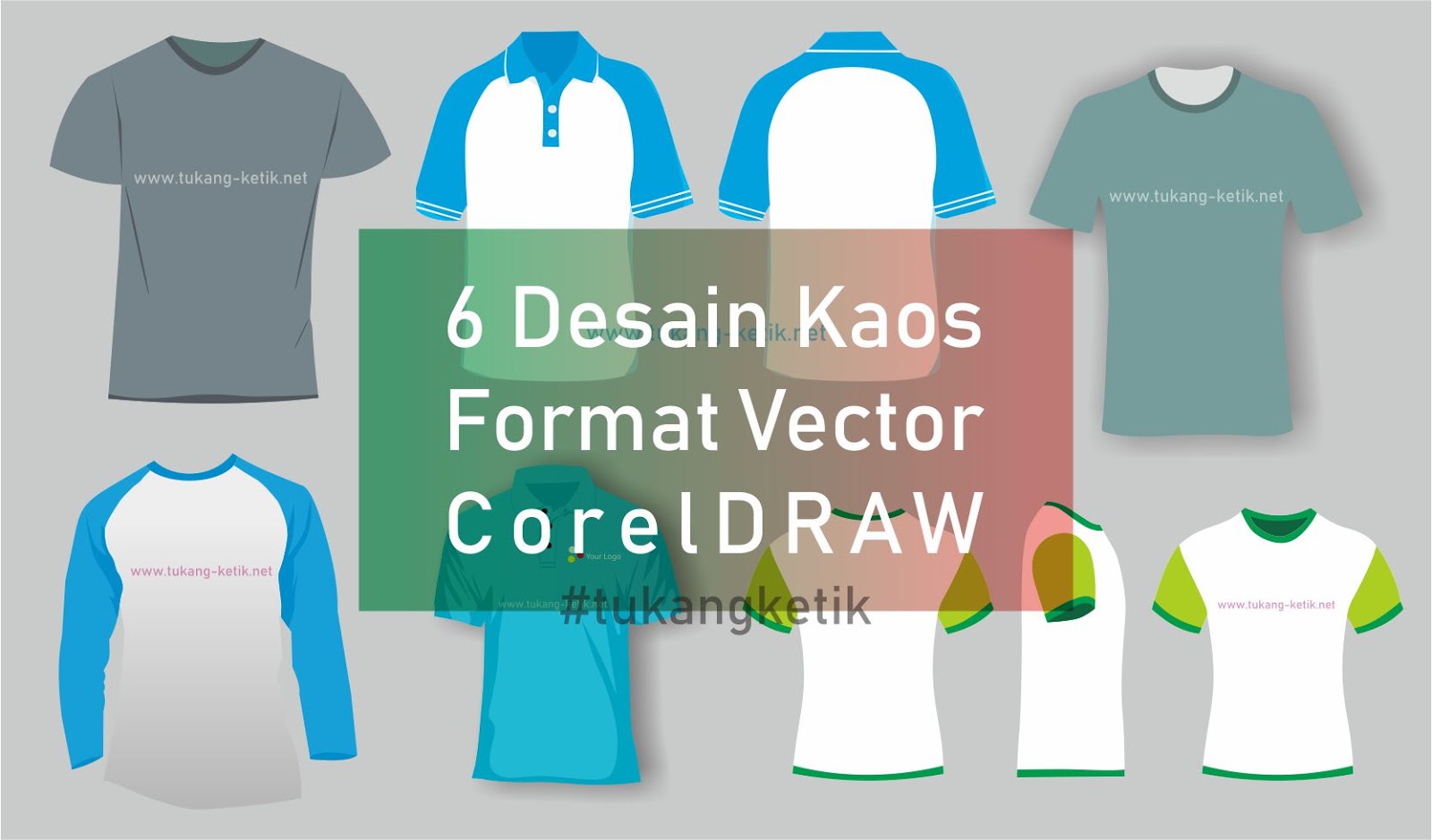6 Template Desain Kaos Polos Format Vector CorelDRAW Tukangketik