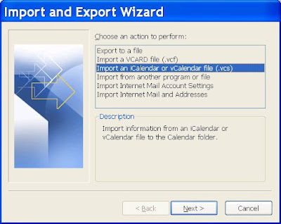 Import and export wizard
