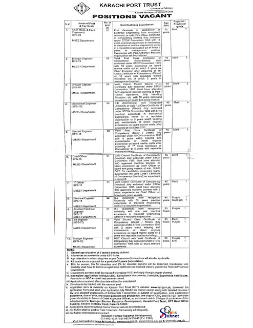 Karachi Port Trust KPT Govt Jobs 2022