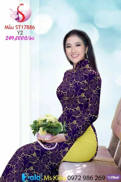 VẢI ÁO DÀI ĐẸP 2018 HOA 3D MẪU T17886