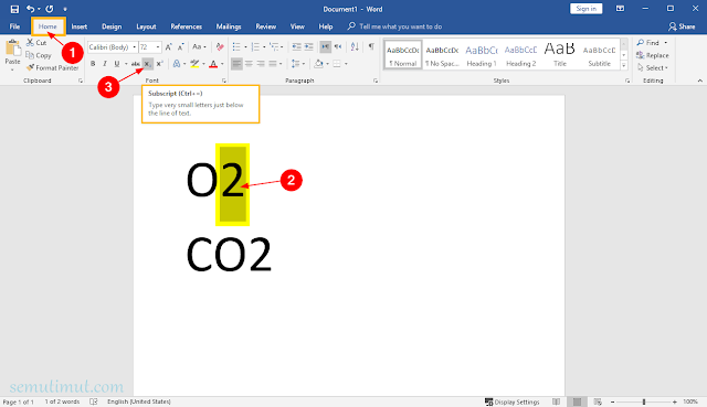 cara membuat pangkat di word 2016