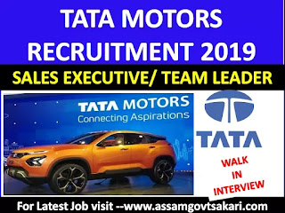 TATA Motors Recruitment 2019-Sales Executive/ Team Leader [Walk-in-Interview)