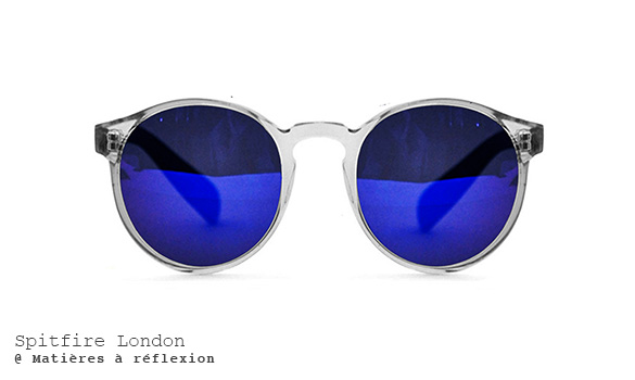 Lunettes de soleil rondes verres bleus monture transparente Spitfire London Anorak