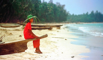 tropical Ngapali beach and the girl