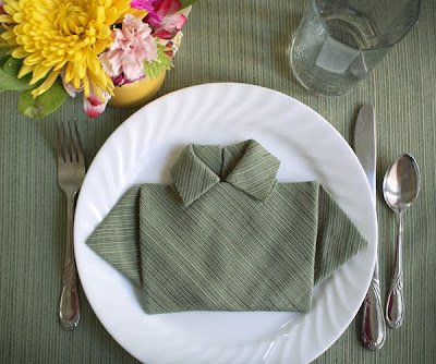 In honor of Father's Day try a little napkin origami Fold dinner napkins 